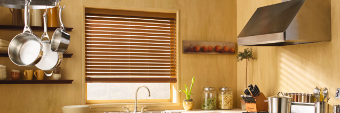 Child-safe Sunburst window blinds in kitchen