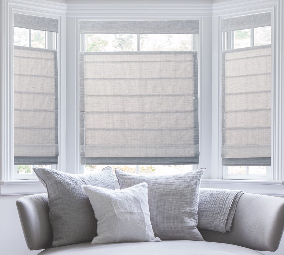 Roman Shades over a couch