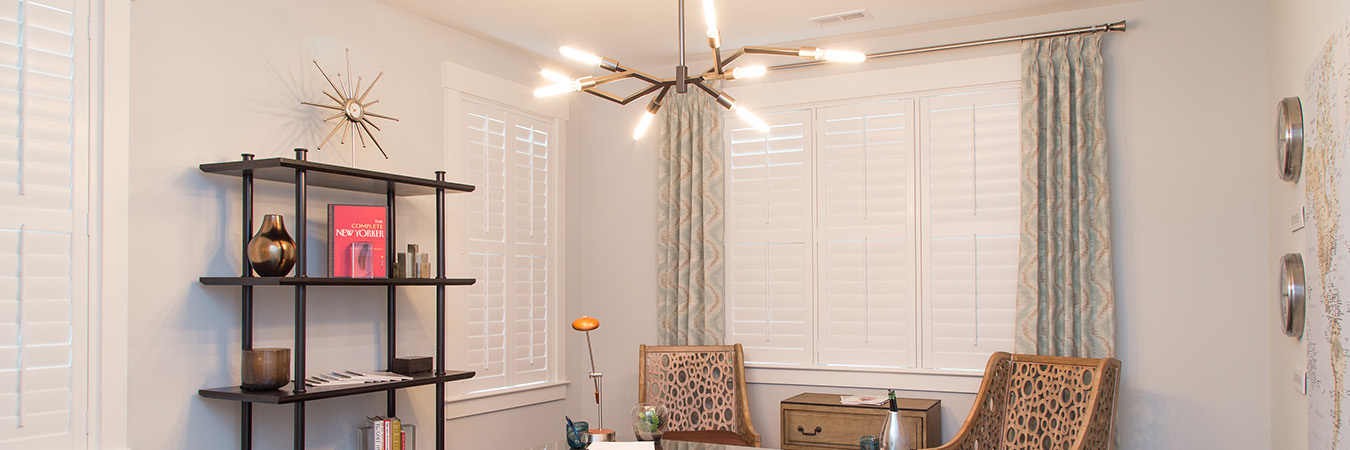 Polywood shutters on home office windows