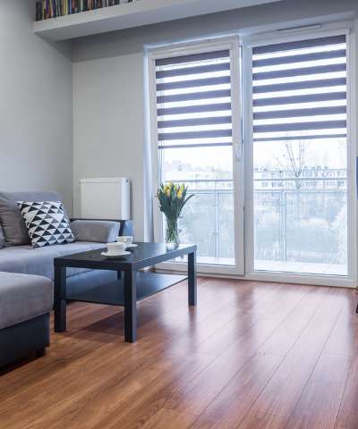 Transitional shades by patio