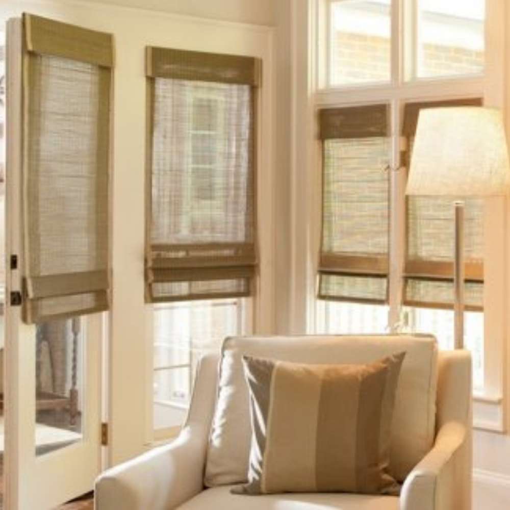 Woven shades on doors