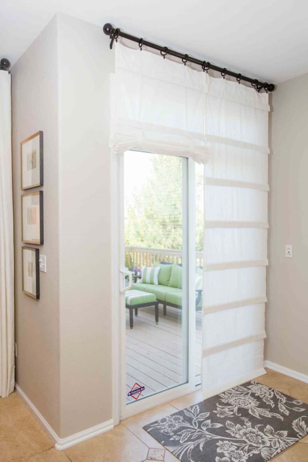 White Tumble Shades on a Door