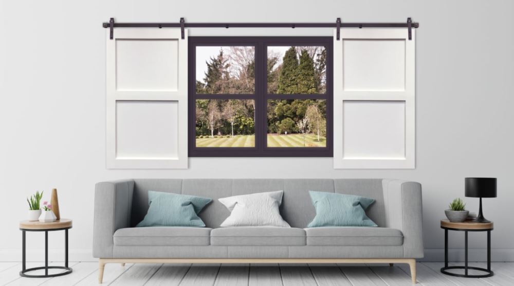 Barn doors over a couch