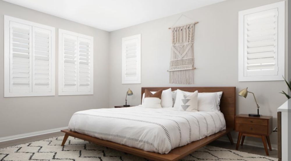 Plantation Shutters with Outside Mount Western bedroom with plantation shutters