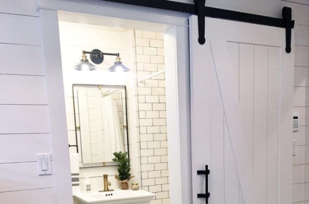 Photo Credit: Kathy-The Daily Nest  Barn door on a craftsman bathroom
