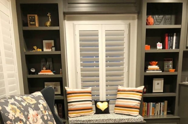 Photo Credit: Meaghan M.  Plantation shutters in a den