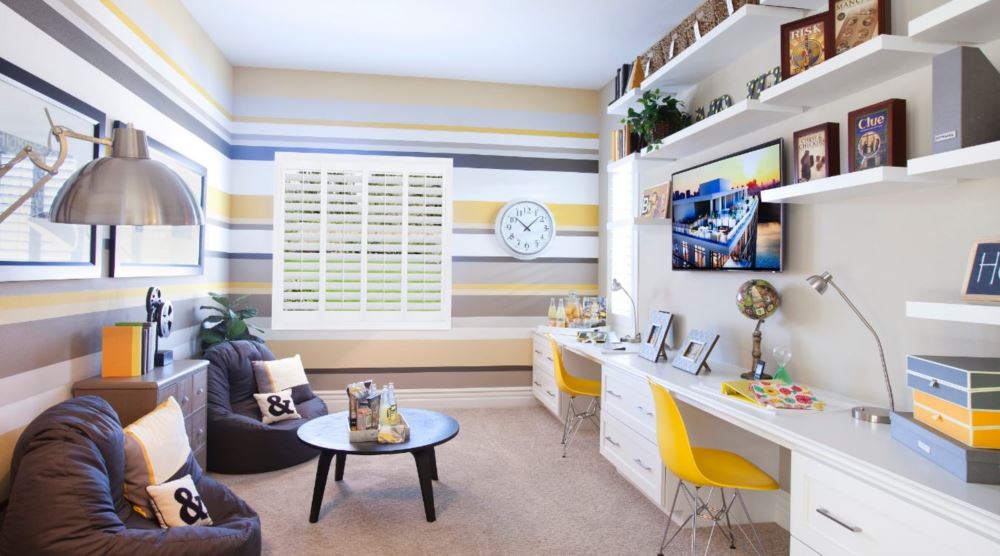 Plantation shutters in a bedroom