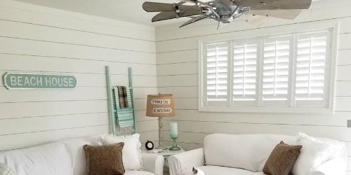 Plantation shutters in a beach house