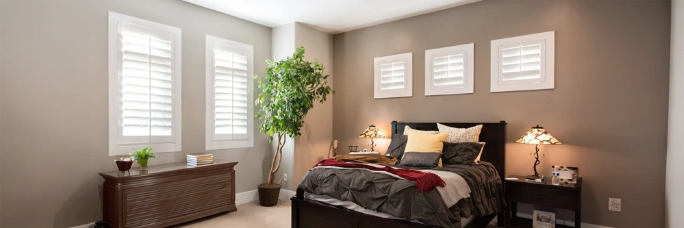 Plantation shutters in bed room