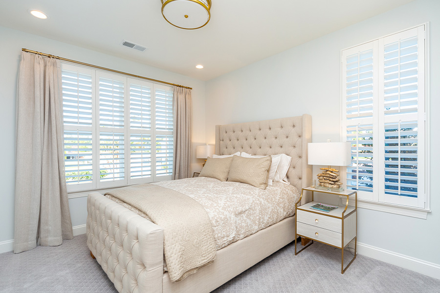 Decorate your bedroom with stylish noise-reducing Polywood shutters.  Block out distractions with beautiful and elegant Polywood shutters.