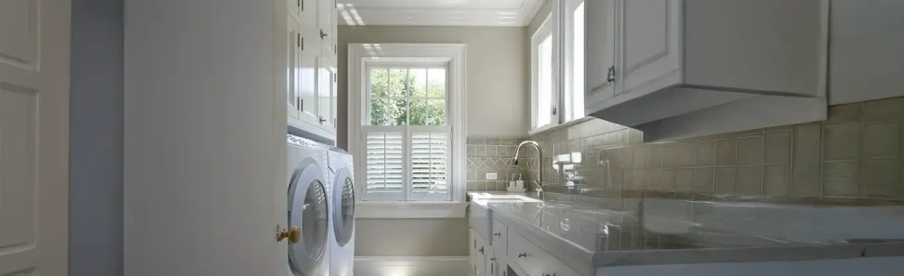 Studio faux wood shutters
