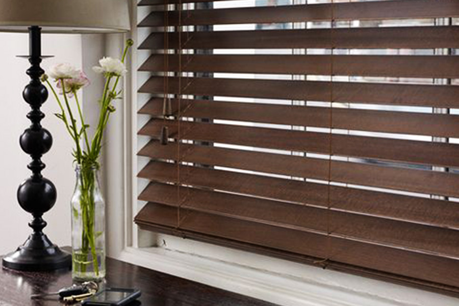 close up of wood blindes